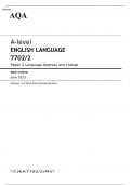 AQA A-level ENGLISH LANGUAGE Paper 2 JUNE 2023 MARK SCHEME: Language diversity and change