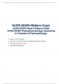 NURS 6630 Midterm Week 6 Exam (Latest  Version 8 ) / NURS 6630N Midterm Exam/ NURS-6630N:Psychopharmacologic Approaches to Treatment of Psychopathology, Walden University