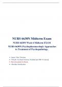 NURS 6630 Midterm Week 6 Exam (Latest  Version 1 ) / NURS 6630N Midterm Exam/ NURS-6630N:Psychopharmacologic Approaches to Treatment of Psychopathology, Walden University