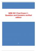 QRB 501 Final Exam 2 - Question and Answers verified edition