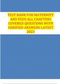 TEST BANK FOR MATERNITY AND PEDS ALL CHAPTERS COVERED QUESTIONS WITH VERIFIED ANSWERS LATEST 2023