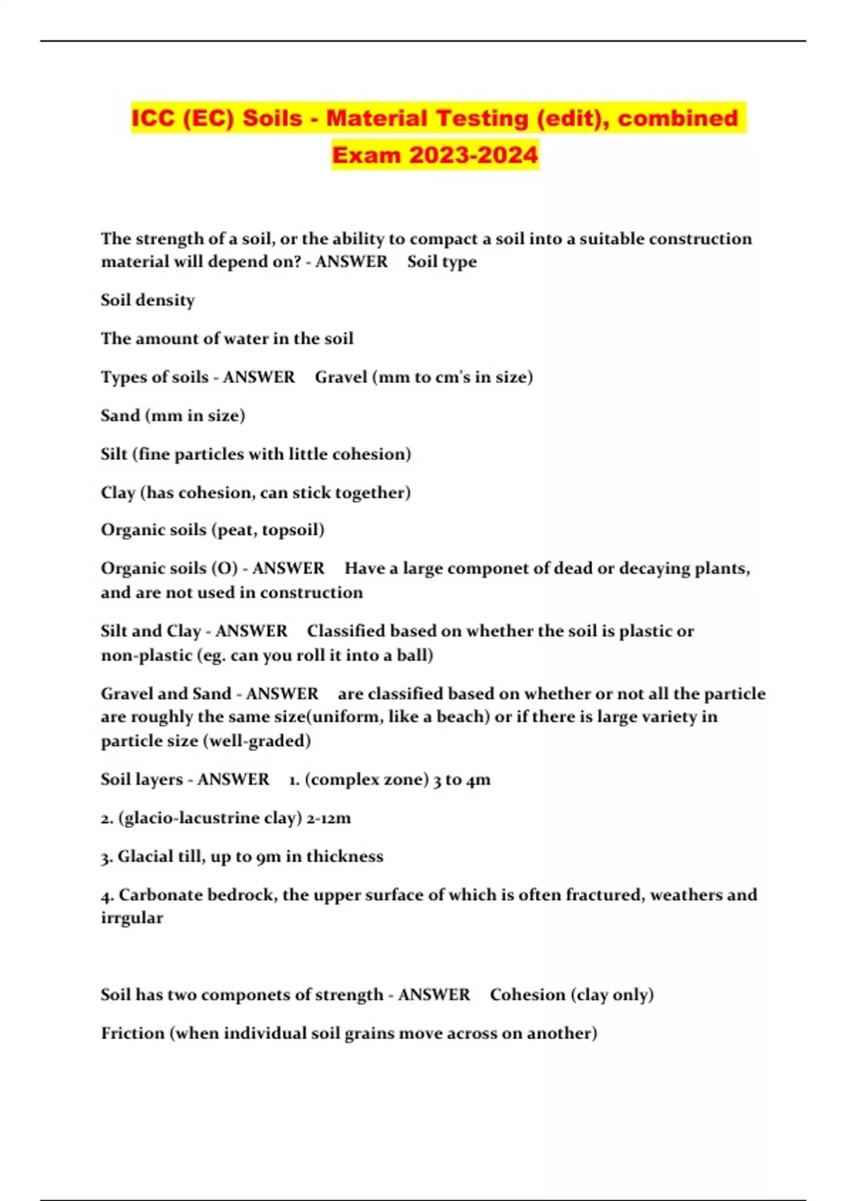 ICC (EC) Soils Material Testing (edit), combined Exam ICC Soils