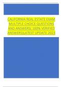 California Real Estate Exam Multiple Choice Questions and answers&lpar; 100&percnt; verified answers&rpar;latest update 2023