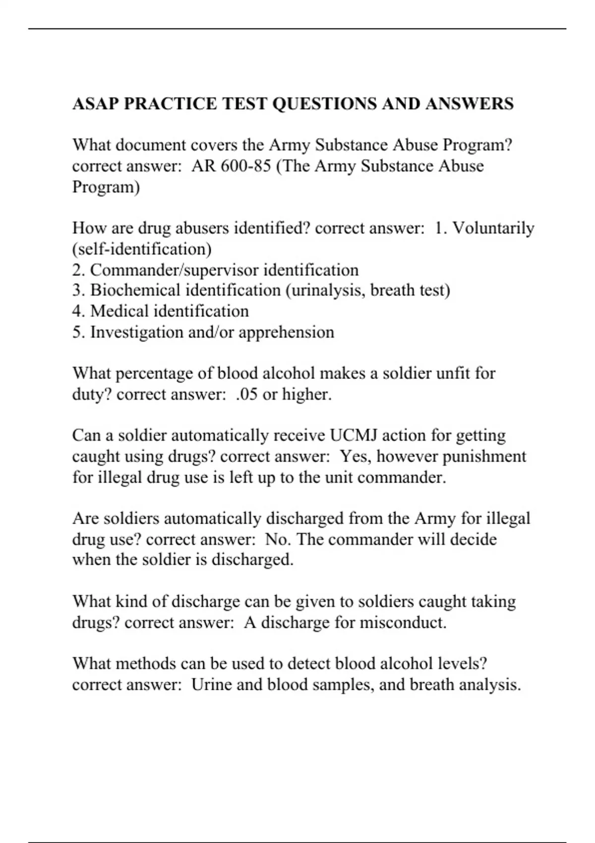ASAP PRACTICE TEST QUESTIONS AND ANSWERS - ASAP - Stuvia US