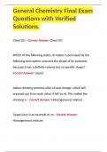 General Chemistry Final Exam Questions with Verified Solutions.