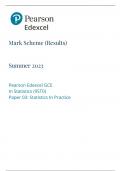 PEARSON EDEXCEL GCE IN STATISTICS PAPER 3 MARK SCHEME (9ST0/03: Statistics In Practice) 2023