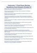 Instructor 1 Final Exam Review Questions And Answers Graded A&plus;