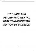 Test Bank For Psychiatric Mental Health Nursing 9th Edition By Videbeck.