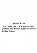 CSLB CONTRACTOR'S LAW & BUSINESS EXAM QUESTIONS AND ANSWERS 2023/2024