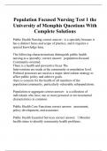 Population Focused Nursing Test 1 the University of Memphis Questions With Complete Solutions
