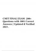 CMIT FINAL EXAM &vert;200&plus; Questions with 100&percnt; Correct Answers &vert; Updated & Verified 2023 &period;