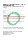 2023-2024 HESI PHARMACOLOGY EXIT ACTUAL  EXAM QUESTIONS AND ANSWERS/PHARMACOLOGY HESI EXIT EXAM 2022-2023