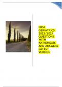 HESI GERIATRICS 2023/2024 QUESTIONS WITH RATIONALES AND ANSWERS LATEST VERSION