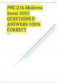 PHC 216 Midterm Exam 2023 QUESTIONS & ANSWERS 100% CORRECT
