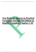 Test Bank for Success in Practical Vocational Nursing 9th Edition by Knecht | Complete Chapters 1-42
