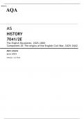AQA AS HISTORY The English Revolution, 1625–1660 Component 2E MAY 2023 QUESTION PAPER AND MARK SCHEME