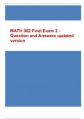 MATH 302 Final Exam 2 - Question and Answers updated version