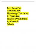 Test Bank For Anatomy And Physiology The Unity Of Form And Function 9th Edition By Kenneth Saladin