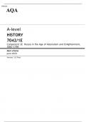 AQA A-level HISTORY Component 1E JUNE 2023 MARK SCHEME: Russia in the Age of Absolutism and Enlightenment, 1682–1796
