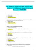 Test Bank for an Introduction to Brain and Behavior 6th Edition by Bryan Kolb-100&percnt; Grade A&plus;-2023-2024