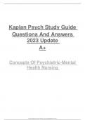 Concepts Of Psychiatric-Mental Health Nursing  Questions And Answers 2023 A+