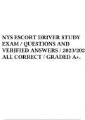 NYS ESCORT DRIVER STUDY EXAM &sol; QUESTIONS AND VERIFIED ANSWERS &sol; 2023&sol;2024ALL CORRECT &sol; GRADED A&plus;&period;