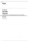 AQA A-level HISTORY Component 2P JUNE 2023 MARK SCHEME: The Transformation of China, 1936–1997