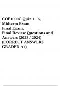 COP1000C Quiz 1 - 6, Midterm Exam, Final Exam, Final Review Questions and Answers (2023 / 2024) (Verified Answers)