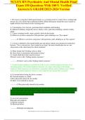 NCLEX RN Psychiatric And Mental Health Final  Exam 150 Questions With 100&percnt; Verified  Answers&sol;A GRADE&sol;2023-2024 Version