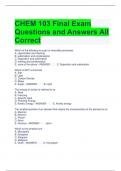 CHEM 103 Final Exam Questions and Answers All Correct 
