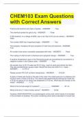 CHEM103 Exam Questions with Correct Answers 
