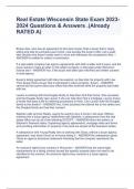 Real Estate Wisconsin State Exam 2023-2024 Questions & Answers &period;&lpar;Already RATED A&rpar;