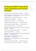 PA Boards EENT Cheat Sheet Exam Questions and Correct Answers 