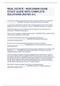 REAL ESTATE - WISCONSIN EXAM STUDY GUIDE WITH COMPLETE SOLUTIONS&period;&lpar;RATED A&plus;&rpar;