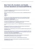 New York Life&comma; Accident&comma; and Health Correct Questions & Answers&lpar;RATED A&rpar;