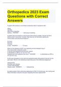Orthopedics 2023 Exam Questions with Correct Answers 