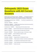 Orthopedic 2023 Exam Questions with All Correct Answers 