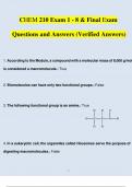 CHEM 210 Exam's 1 - 8 and Final Exam Newest Questions and Answers (2023 / 2024) (Verified Answers)