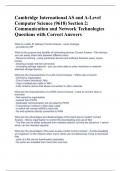 Cambridge International AS and A-Level Computer Science (9618) Section 2: Communication and Network Technologies Questions with Correct Answers 