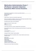 Medication Administration Exam 1 (Professor: Amanda Cabaniss) Questions With Correct Answers.