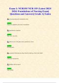 Exam 1: NUR155/ NUR 155 (Latest 2023/ 2024) Foundations of Nursing Exam| Questions and Answers| Grade A| Galen