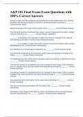 A&P 101 Final Exam Exam Questions with 100&percnt; Correct Answers 