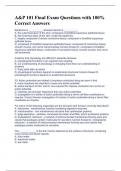 A&P 101 Final Exam Questions with 100&percnt; Correct Answers 