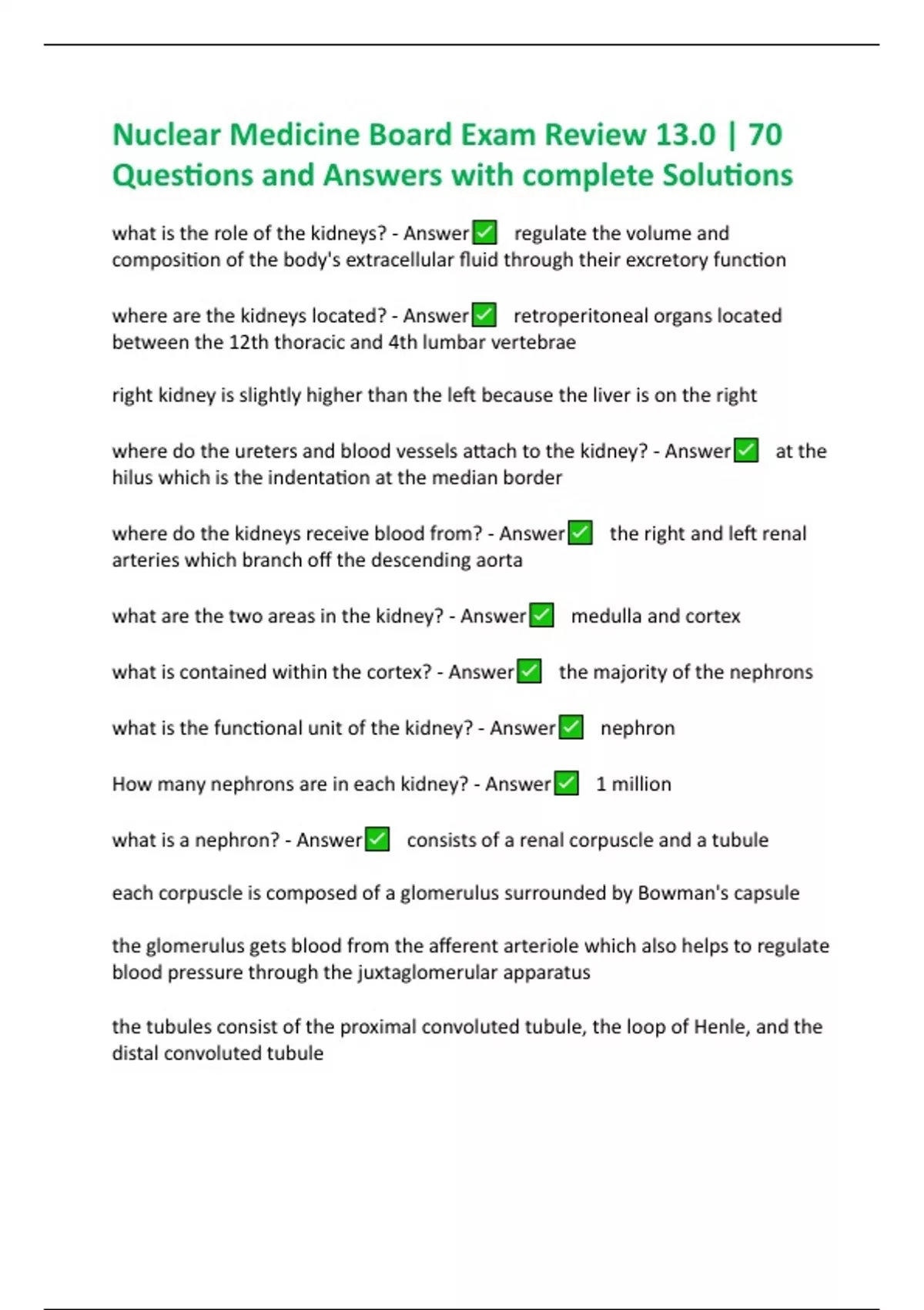 Nuclear Medicine Board Exam Review 13.0 70 Questions and Answers with
