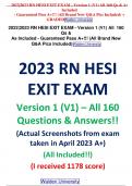2024RN HESI EXIT EXAM - Version 1 (V1) All 160 Qs & As Included - Guaranteed Pass A+!!! (All Brand New Q&A Pics Included) Walden University