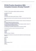 PCOA Practice Questions With Complete Answers Already Passed&excl;&excl;