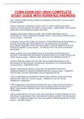 CCMA EXAM 2021 &lpar;NHA&rpar; COMPELETE STUDY GUIDE WITH VERRIFIED ANSWERS