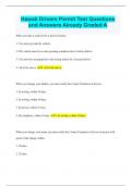 Hawaii Drivers Permit Test Questions  and Answers Already Graded A