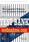 Test Bank For Introduction to Management Science and Business Analytics: A Modeling and Case Studies Approach with Spreadsheets, 7th Edition All Chapters - 9781260716290
