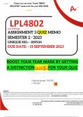LPL4802 ASSIGNMENT 3 QUIZ MEMO - SEMESTER 2 - 2023 - UNISA - (UNIQUE NUMBER: - 859534 ) (DISTINCTION GUARANTEED) – DUE DATE:- 15 SEPTEMBER 2023